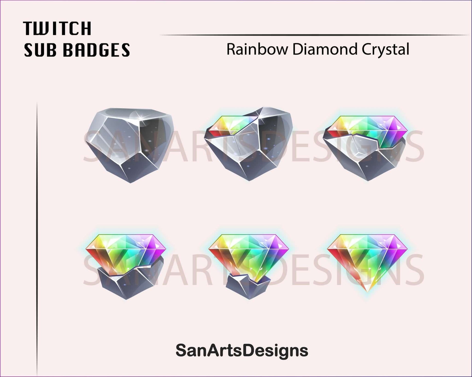 Crystal Diamond Twitch Sub Badges - Badges - Stream K-Arts