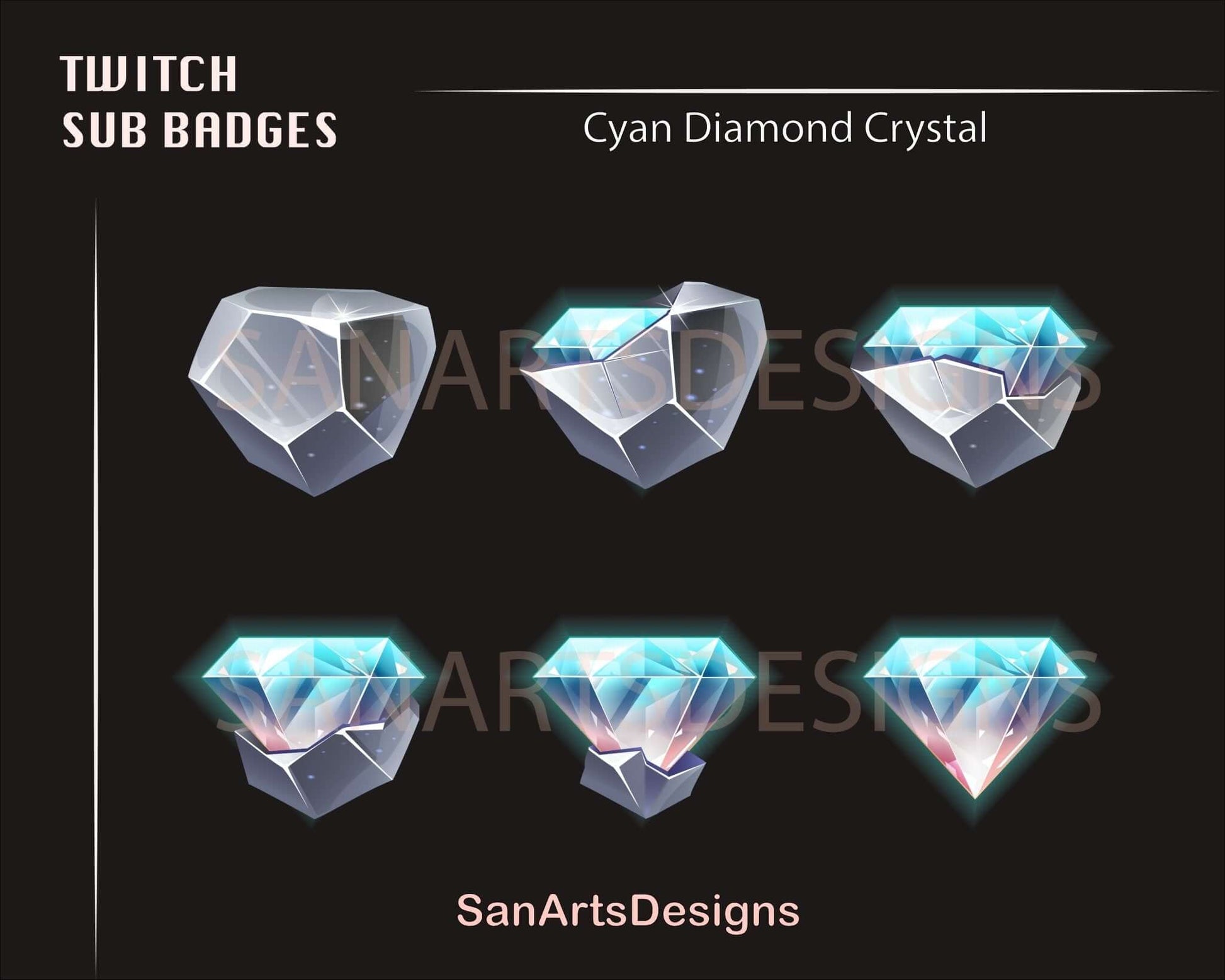 Crystal Diamond Twitch Sub Badges - Badges - Stream K-Arts