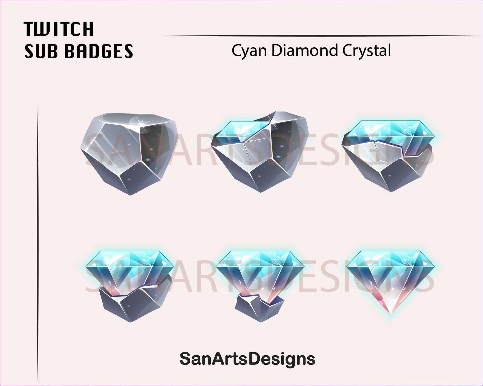 Crystal Diamond Twitch Sub Badges - Badges - Stream K-Arts
