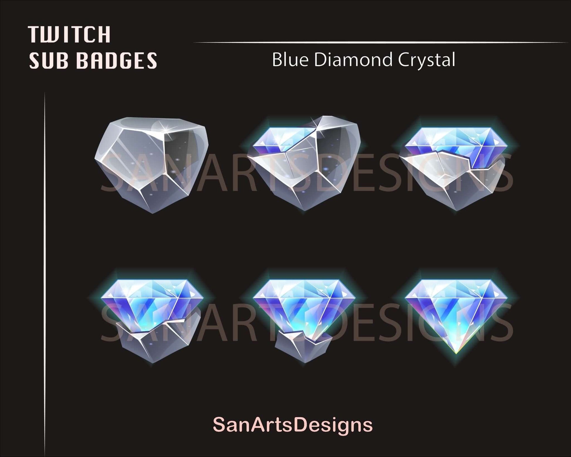 Crystal Diamond Twitch Sub Badges - Badges - Stream K-Arts