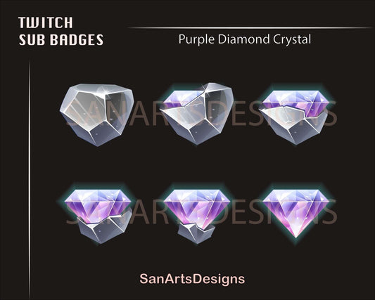 Crystal Diamond Twitch Sub Badges - Badges - Stream K-Arts
