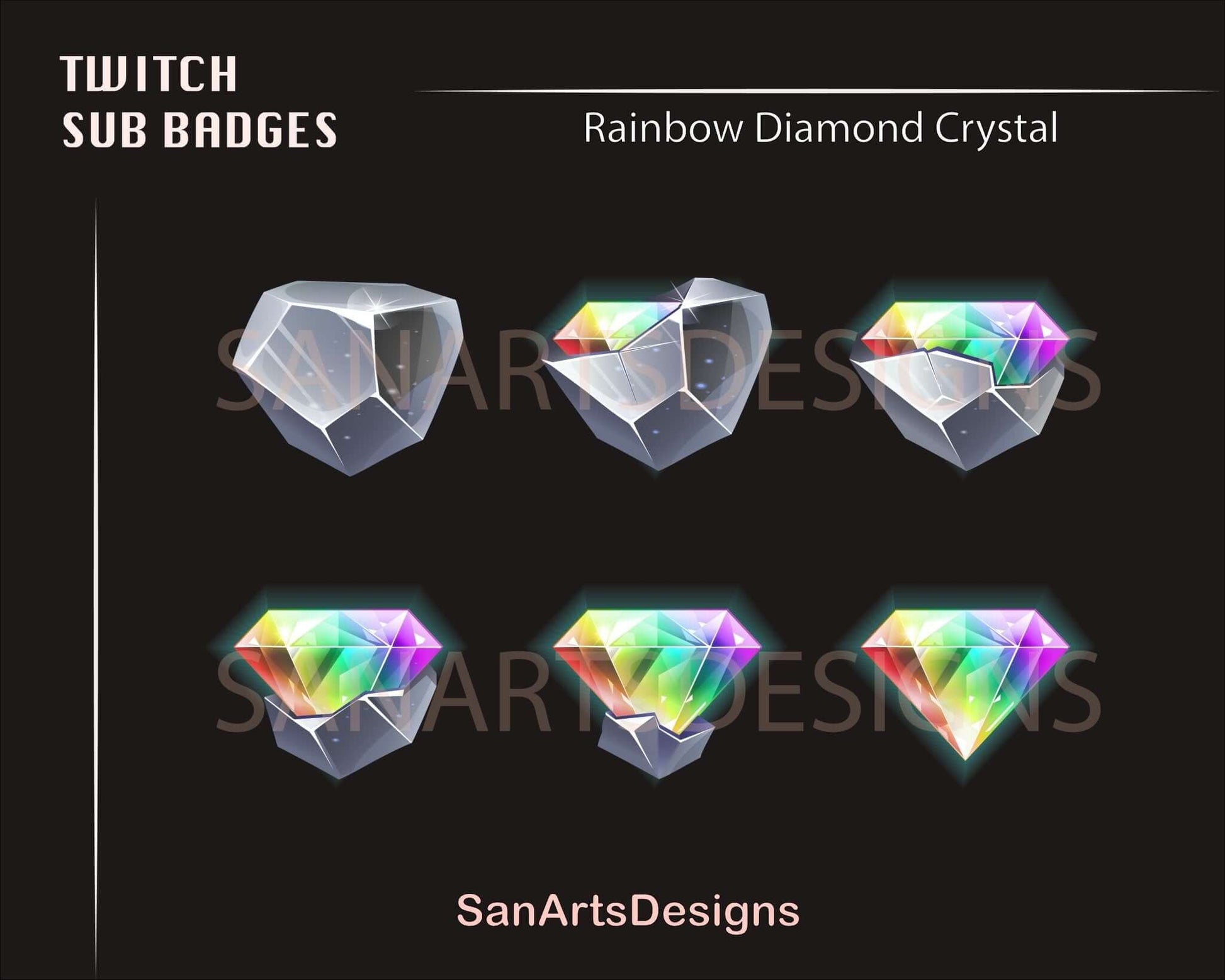 Crystal Diamond Twitch Sub Badges - Badges - Stream K-Arts