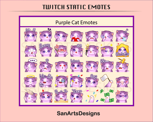 Cute Cat Twitch Emotes for Chatting - Static Emotes - Stream K-Arts