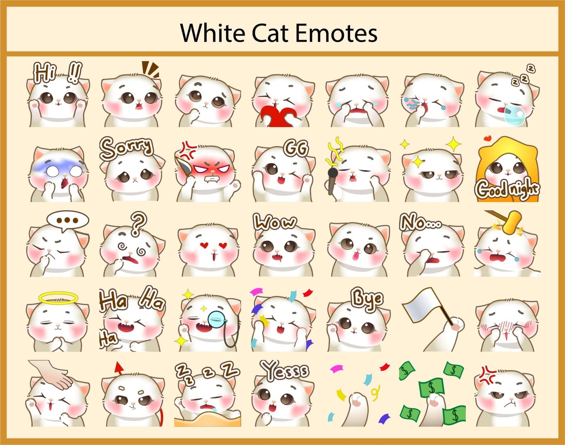 Cute Cat Twitch Emotes for Chatting - Static Emotes - Stream K-Arts
