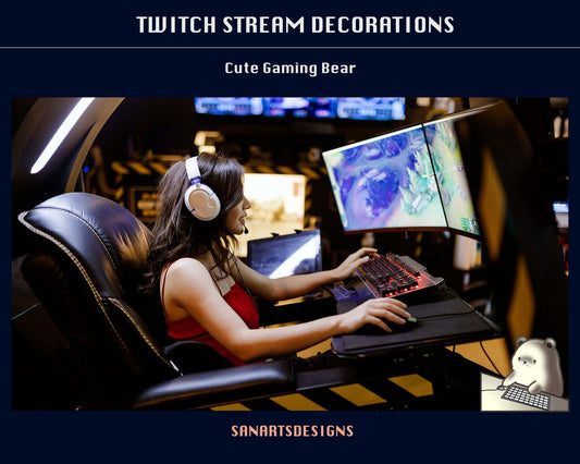 Cute Gaming White Bear Animated Stream Decorations - Decorations - Stream K-Arts