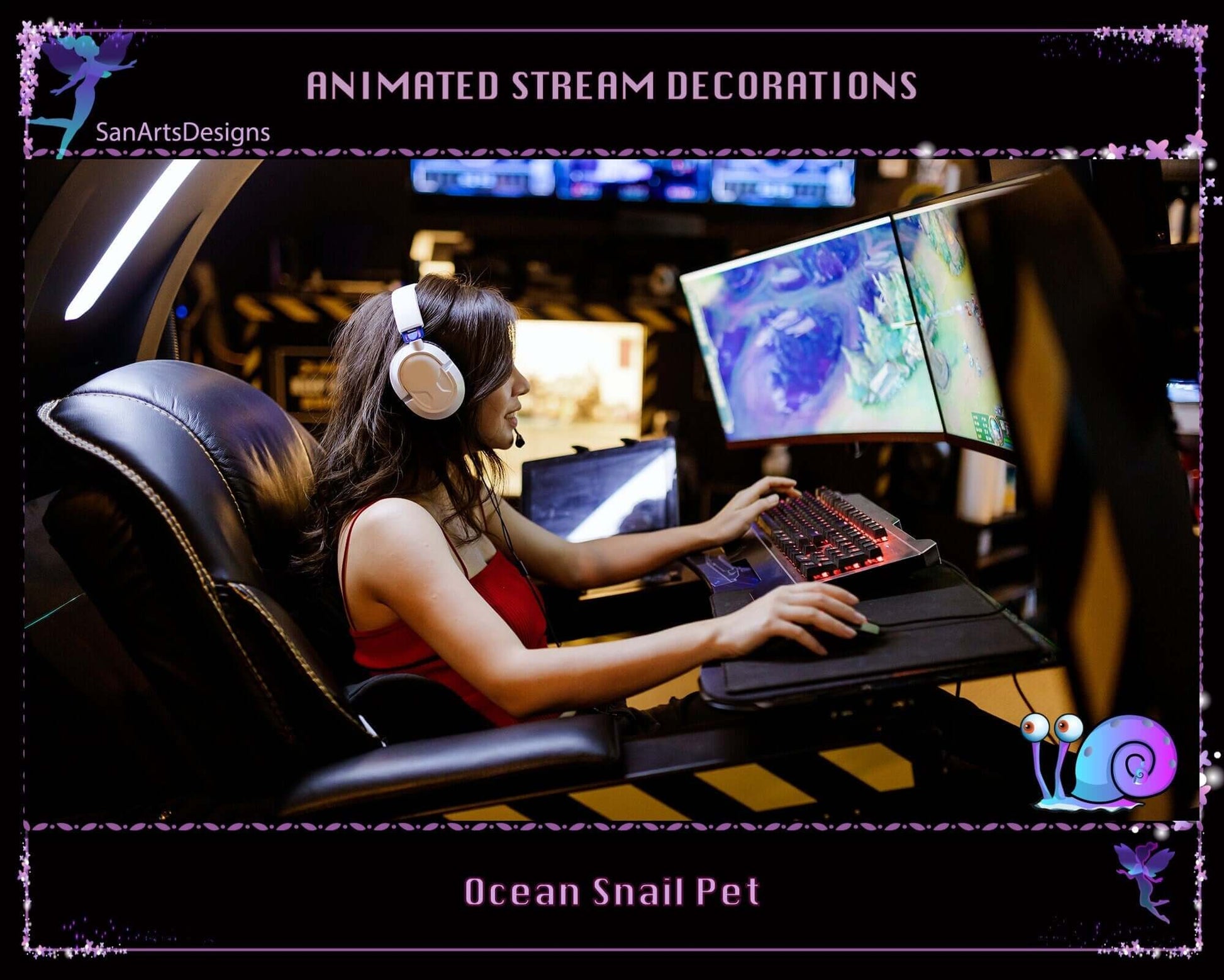 Cute Ocean Snail Pet Animated Stream Decoration - Decorations - Stream K-Arts