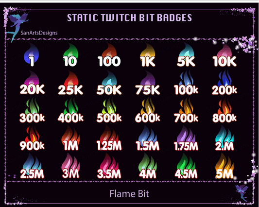 Flame Twitch Bit Badges - BitBadges - Stream K-Arts
