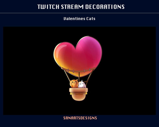 Flying Valentines Cats Animated Stream Decoration - Decorations - Stream K-Arts