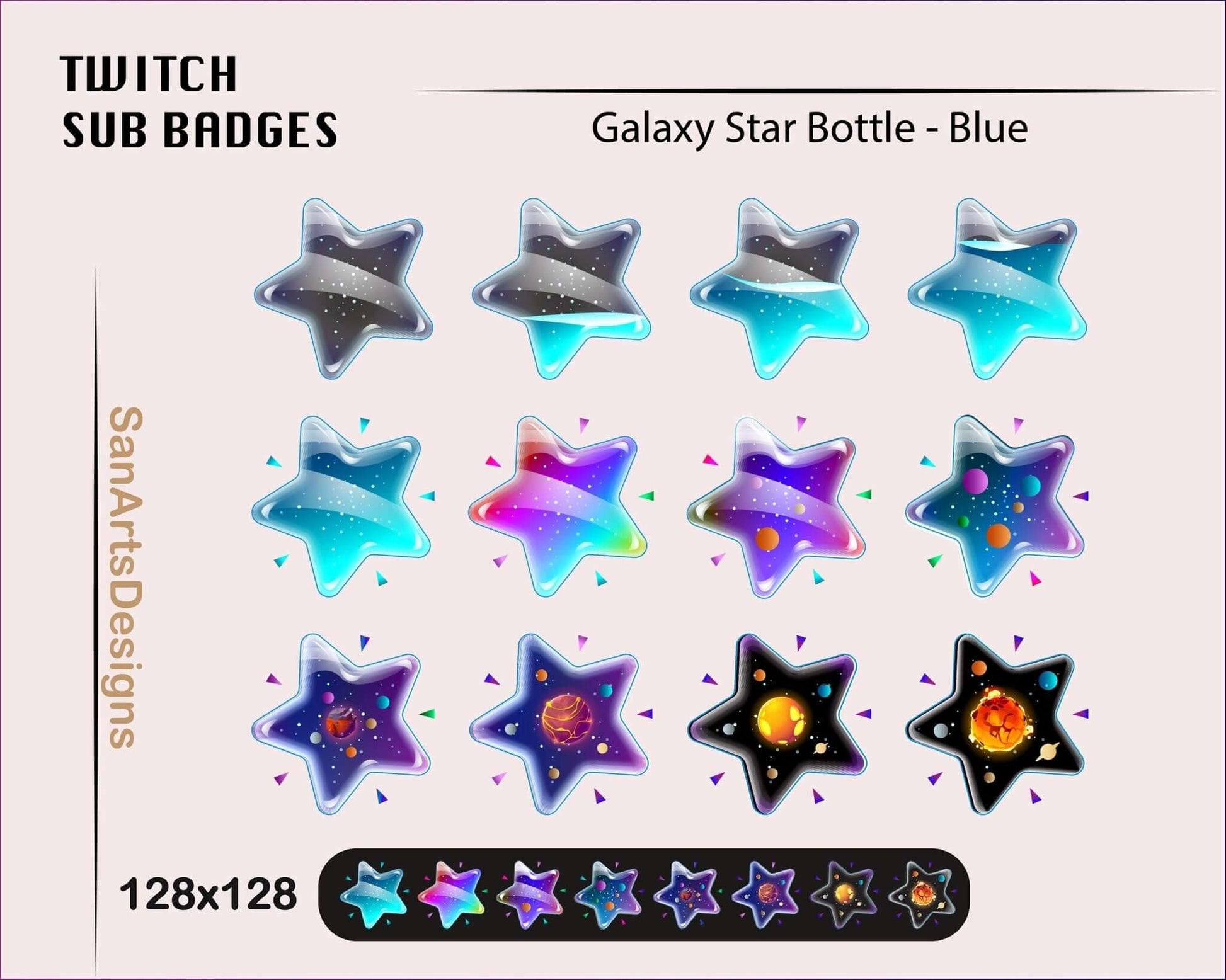 Galaxy Star Bottle Twitch Sub Badges - Badges - Stream K-Arts