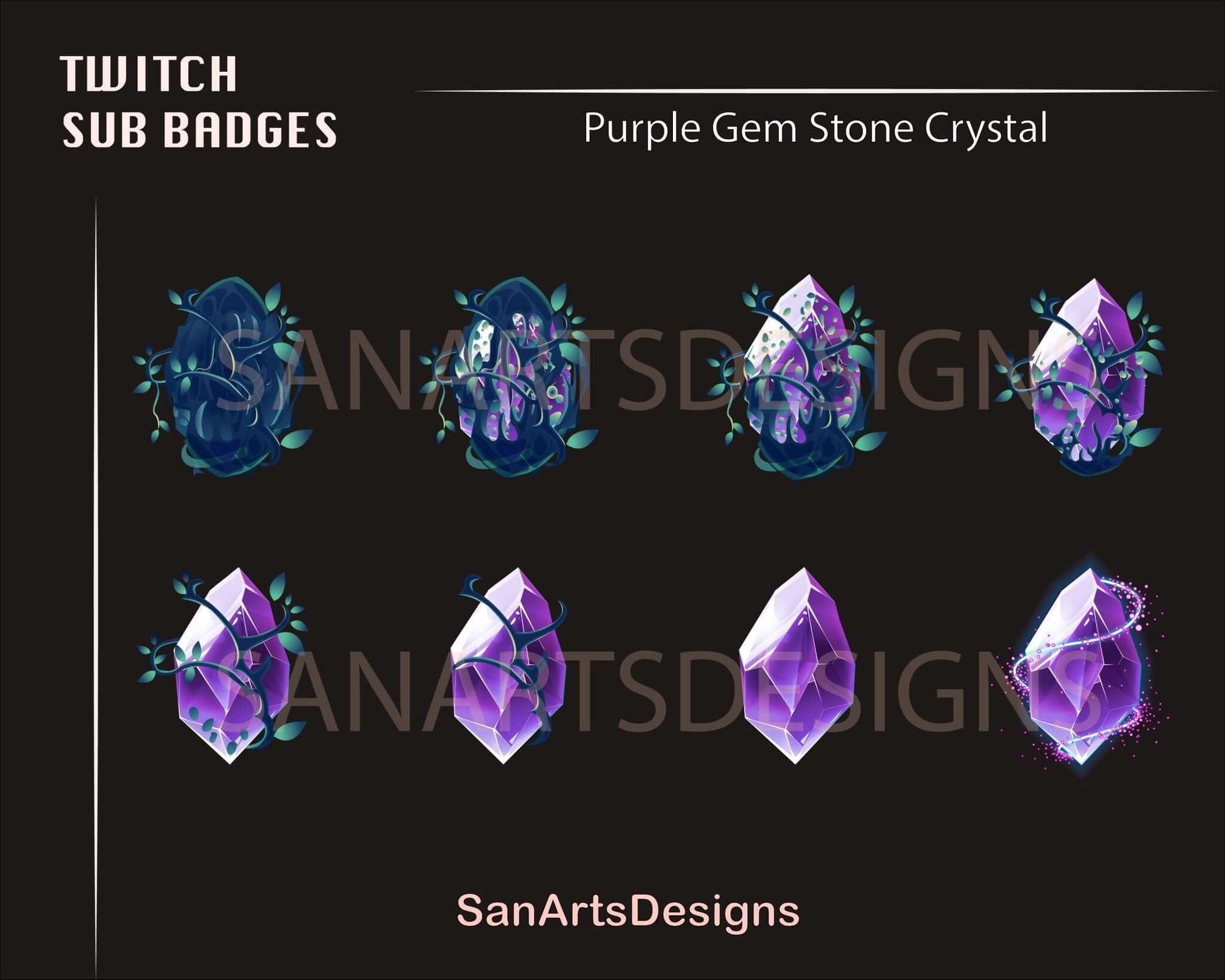 Gem Stone Twitch Sub Badges - Badges - Stream K-Arts