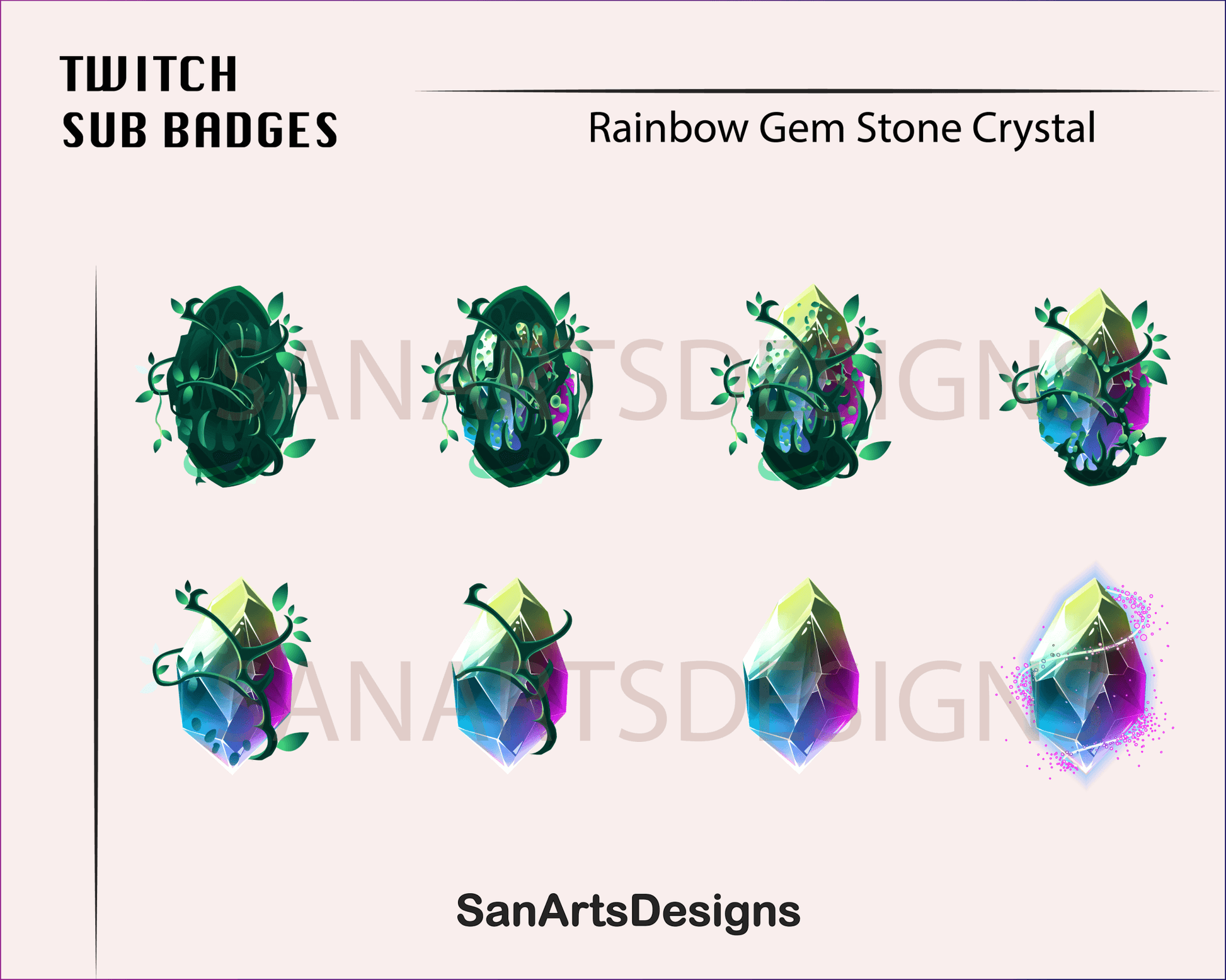 Gem Stone Twitch Sub Badges - Badges - Stream K-Arts