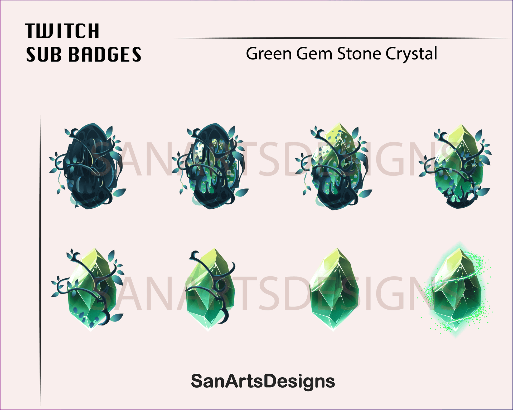 Gem Stone Twitch Sub Badges - Badges - Stream K-Arts
