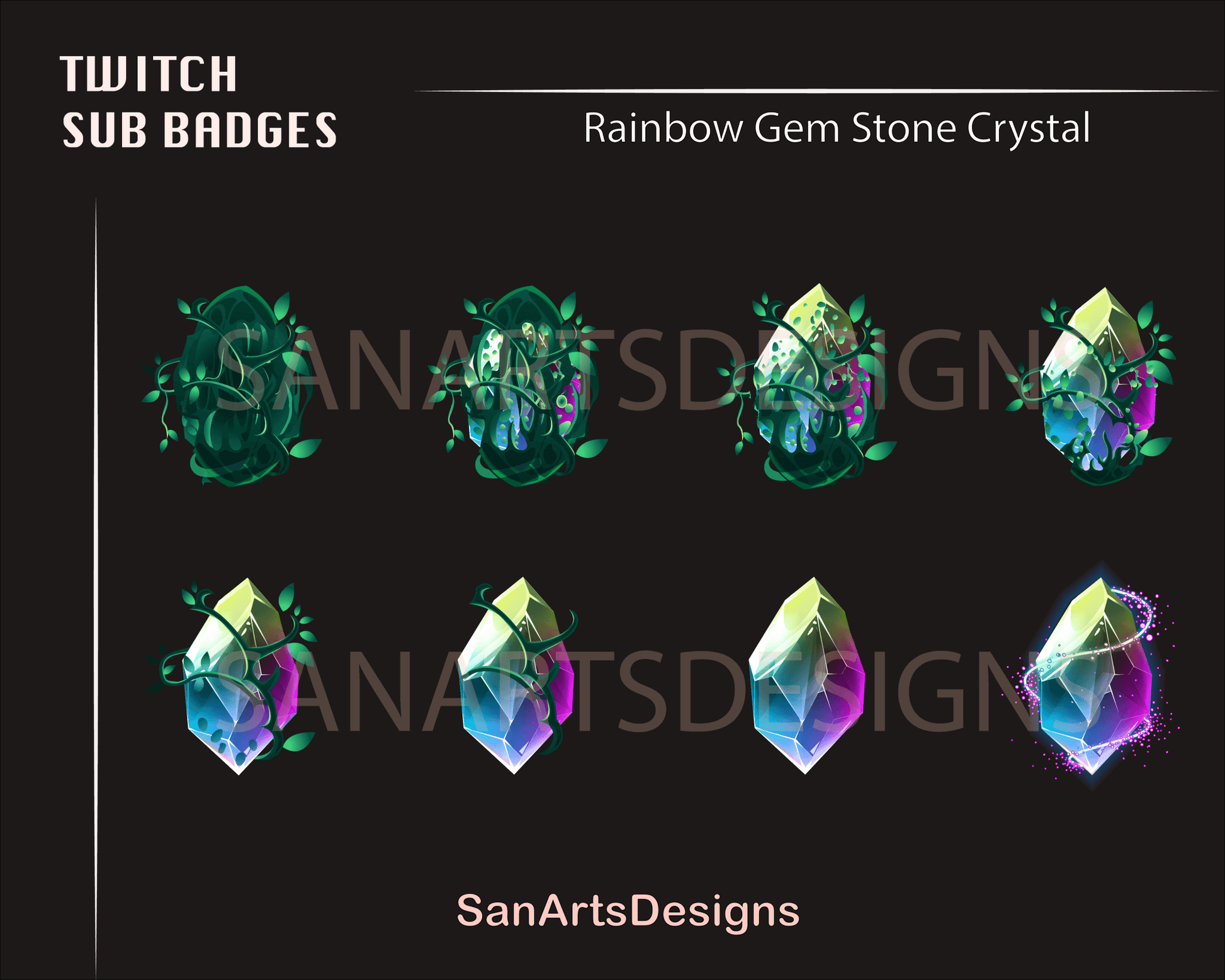 Gem Stone Twitch Sub Badges - Badges - Stream K-Arts