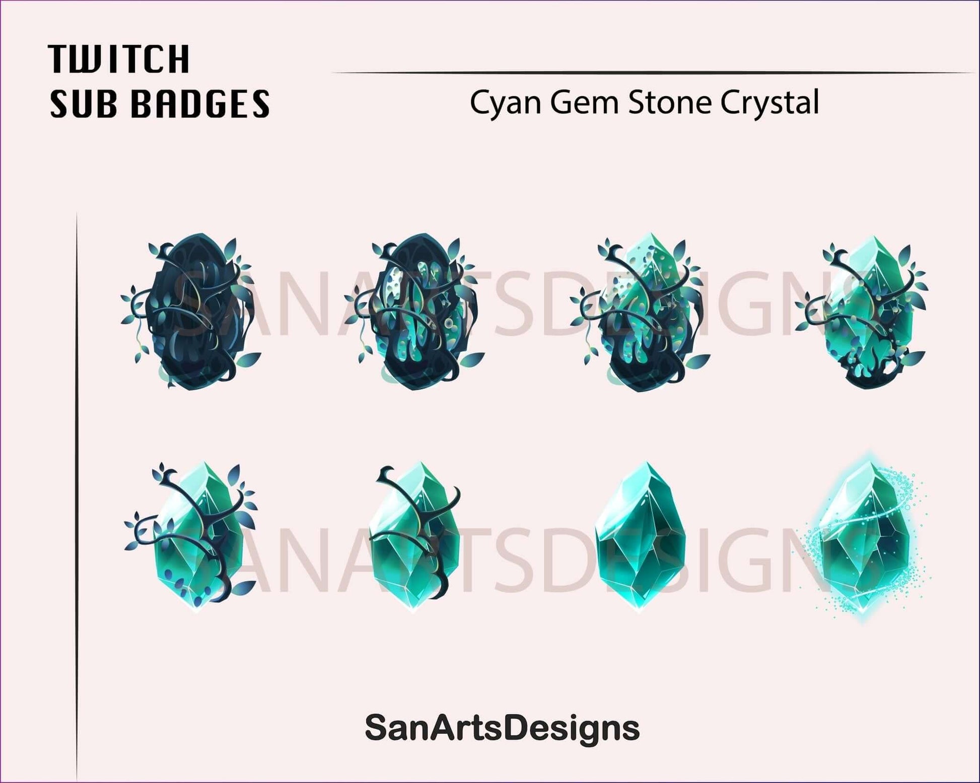 Gem Stone Twitch Sub Badges - Badges - Stream K-Arts
