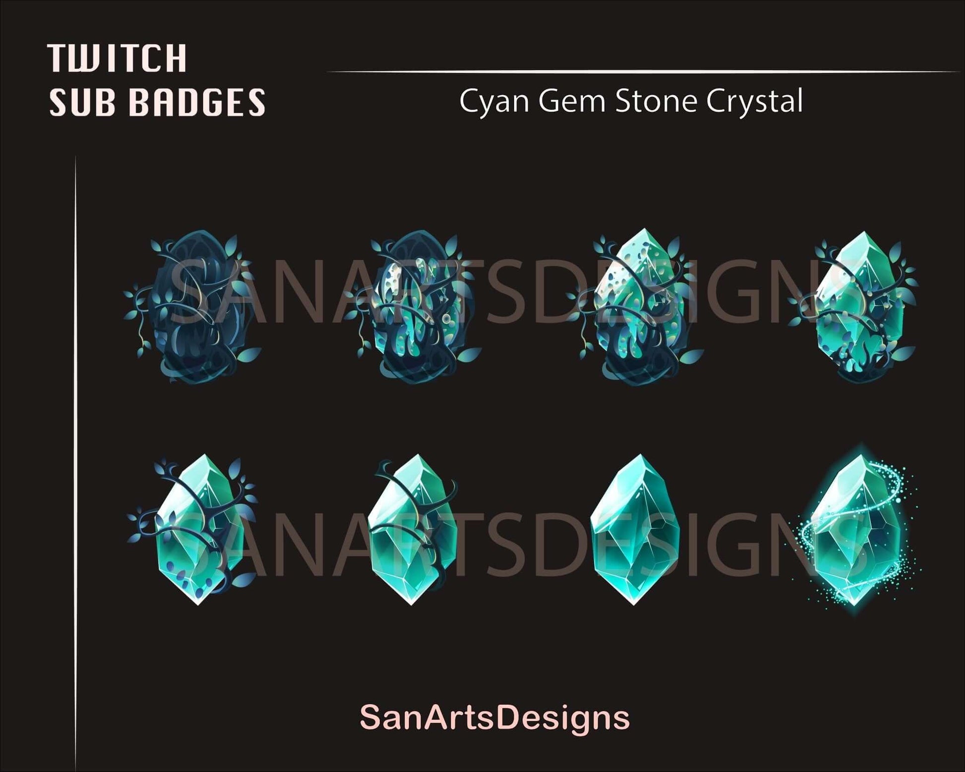 Gem Stone Twitch Sub Badges - Badges - Stream K-Arts