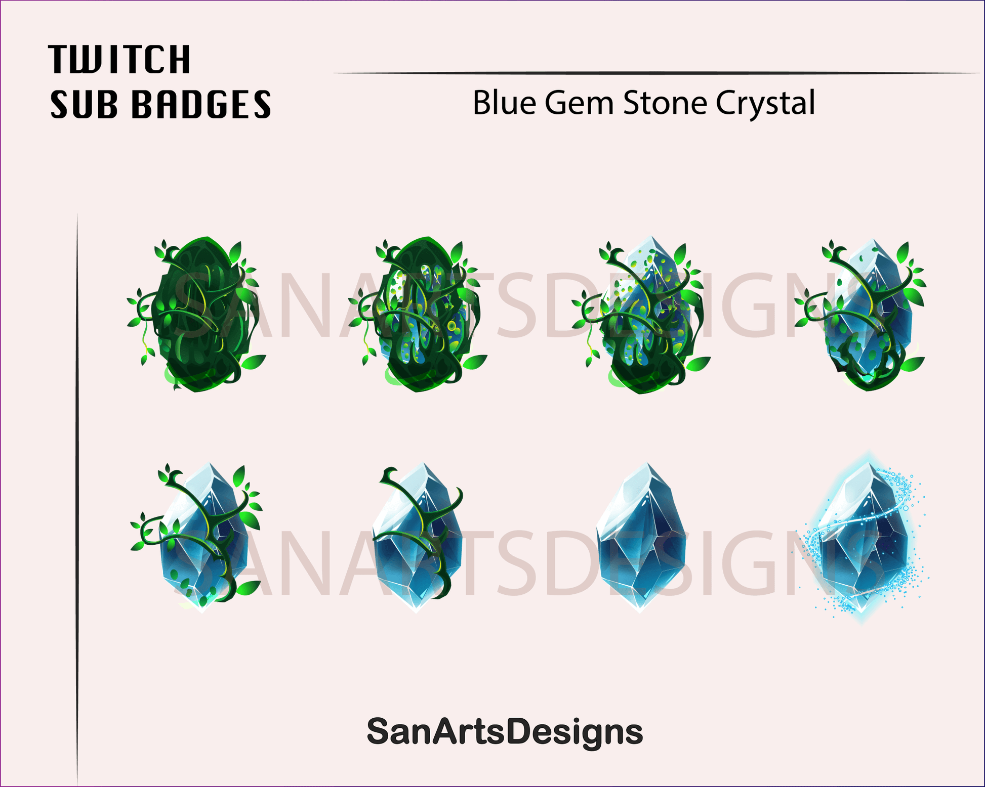 Gem Stone Twitch Sub Badges - Badges - Stream K-Arts