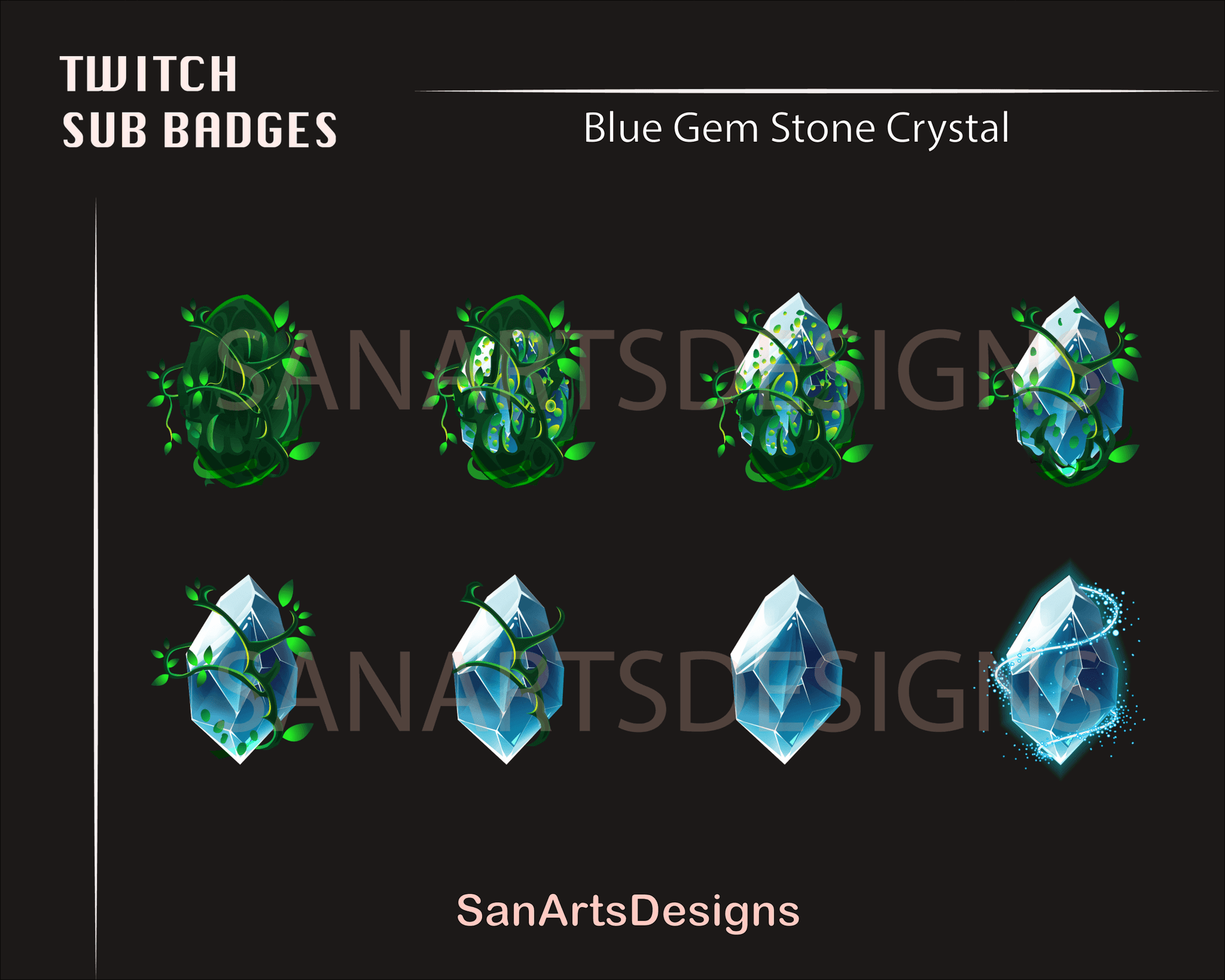 Gem Stone Twitch Sub Badges - Badges - Stream K-Arts