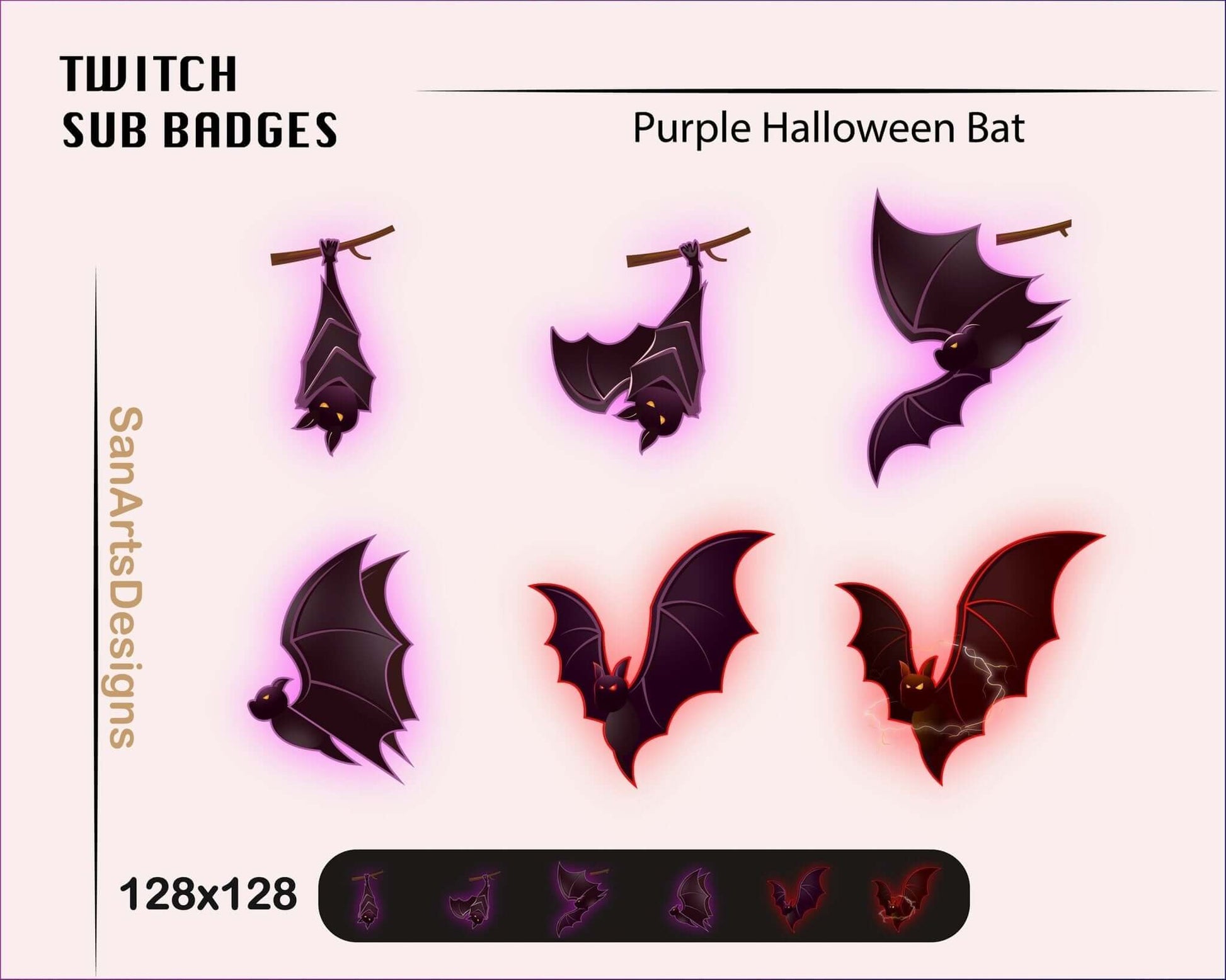 Halloween Devil Bat Twitch Sub Badges - Badges - Stream K-Arts
