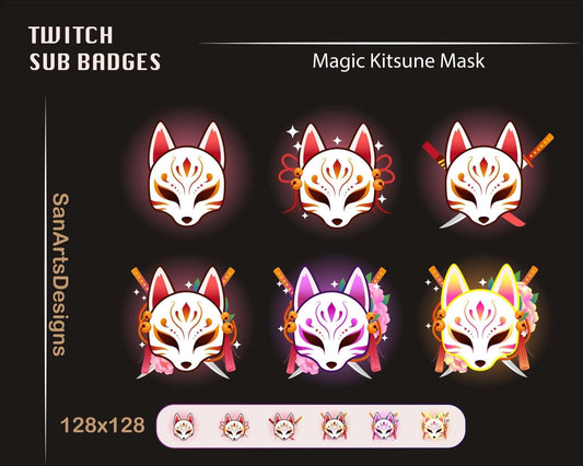 Kitsune Masks Twitch Sub Badges - Badges - Stream K-Arts