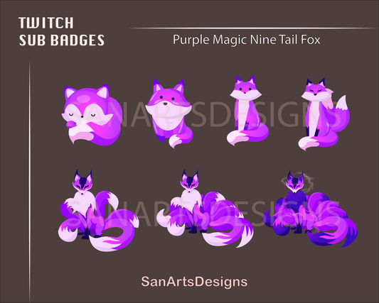 Kitsune Nine Tail Fox Twitch Sub Badges - Badges - Stream K-Arts
