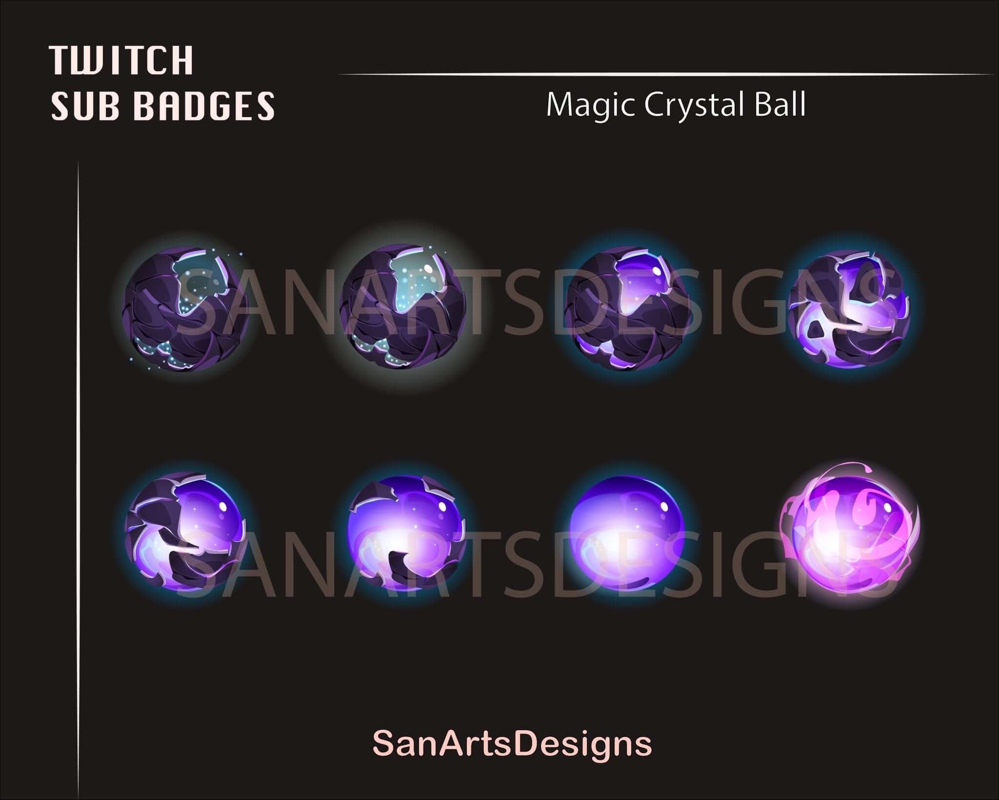 Magic Crystal Ball Twitch Sub Badges - Badges - Stream K-Arts