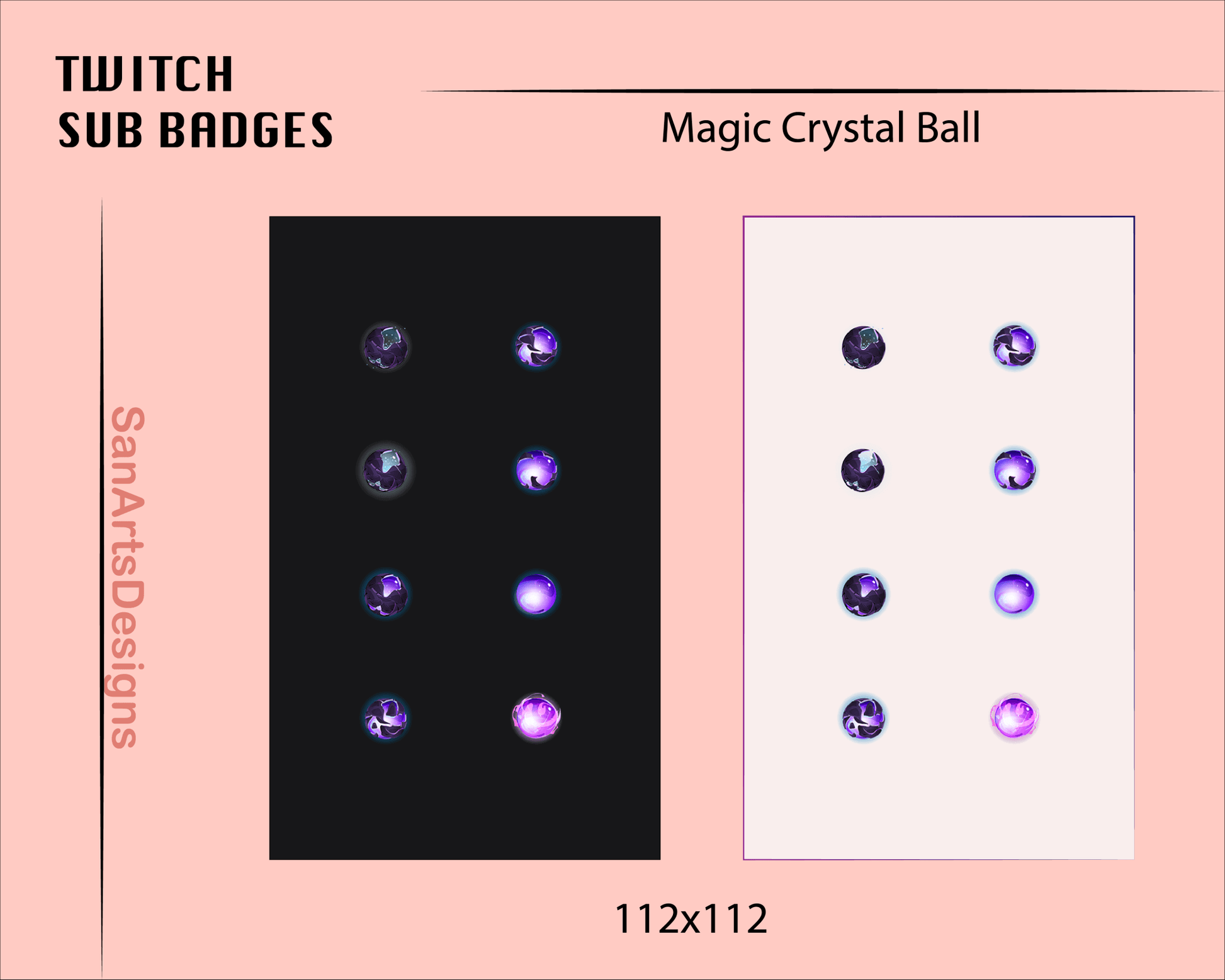 Magic Crystal Ball Twitch Sub Badges - Badges - Stream K-Arts