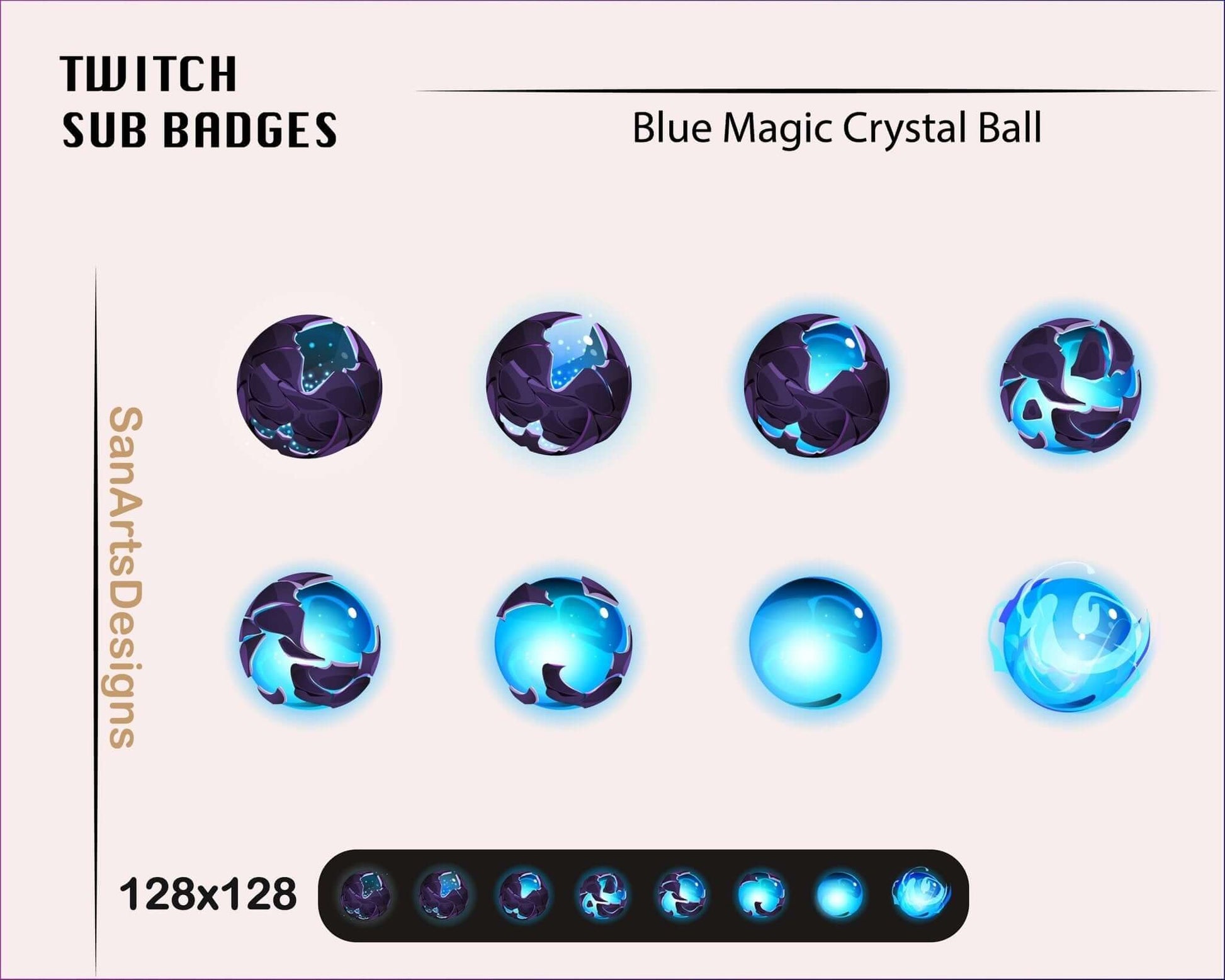 Magic Crystal Ball Twitch Sub Badges - Badges - Stream K-Arts