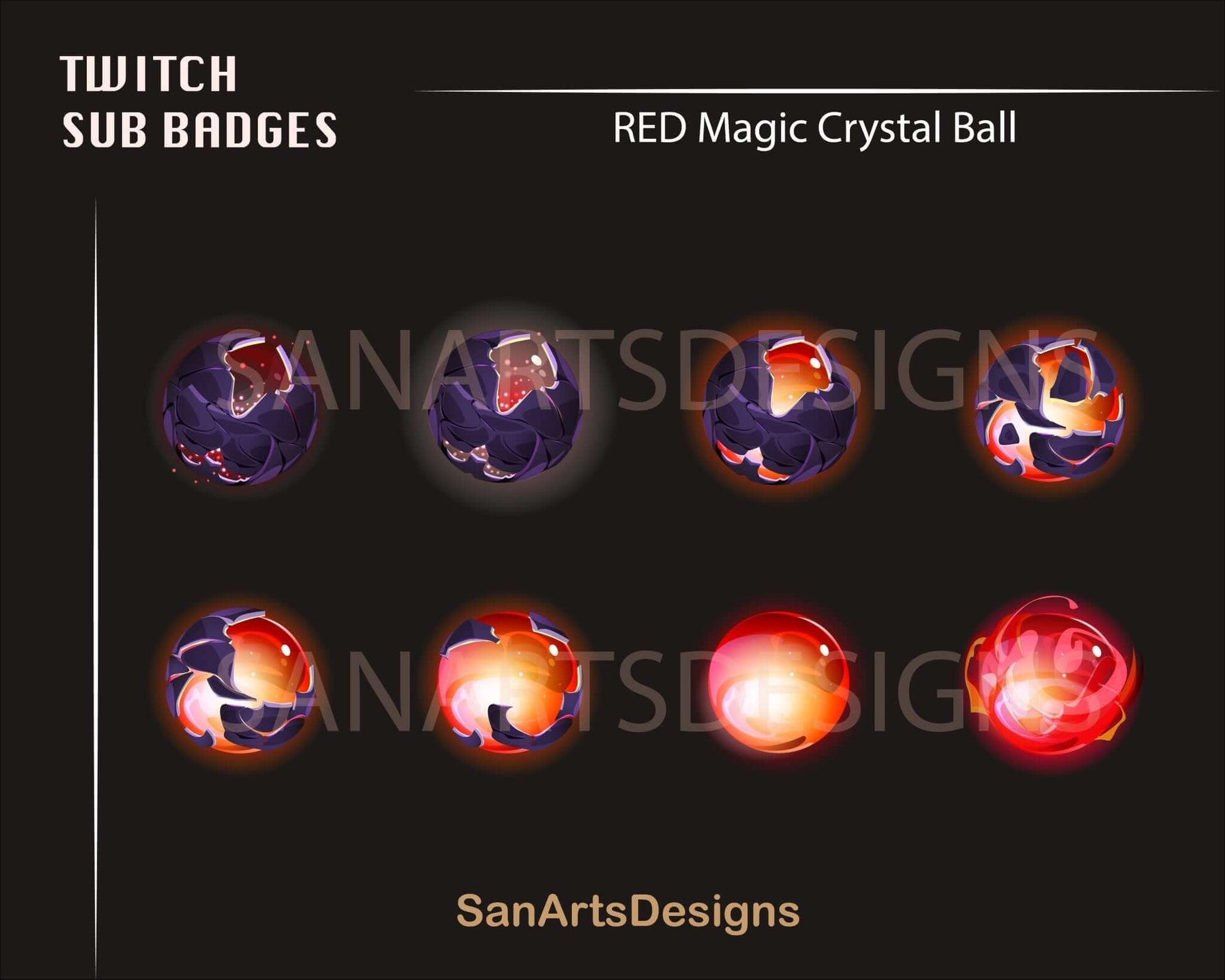 Magic Crystal Ball Twitch Sub Badges - Badges - Stream K-Arts