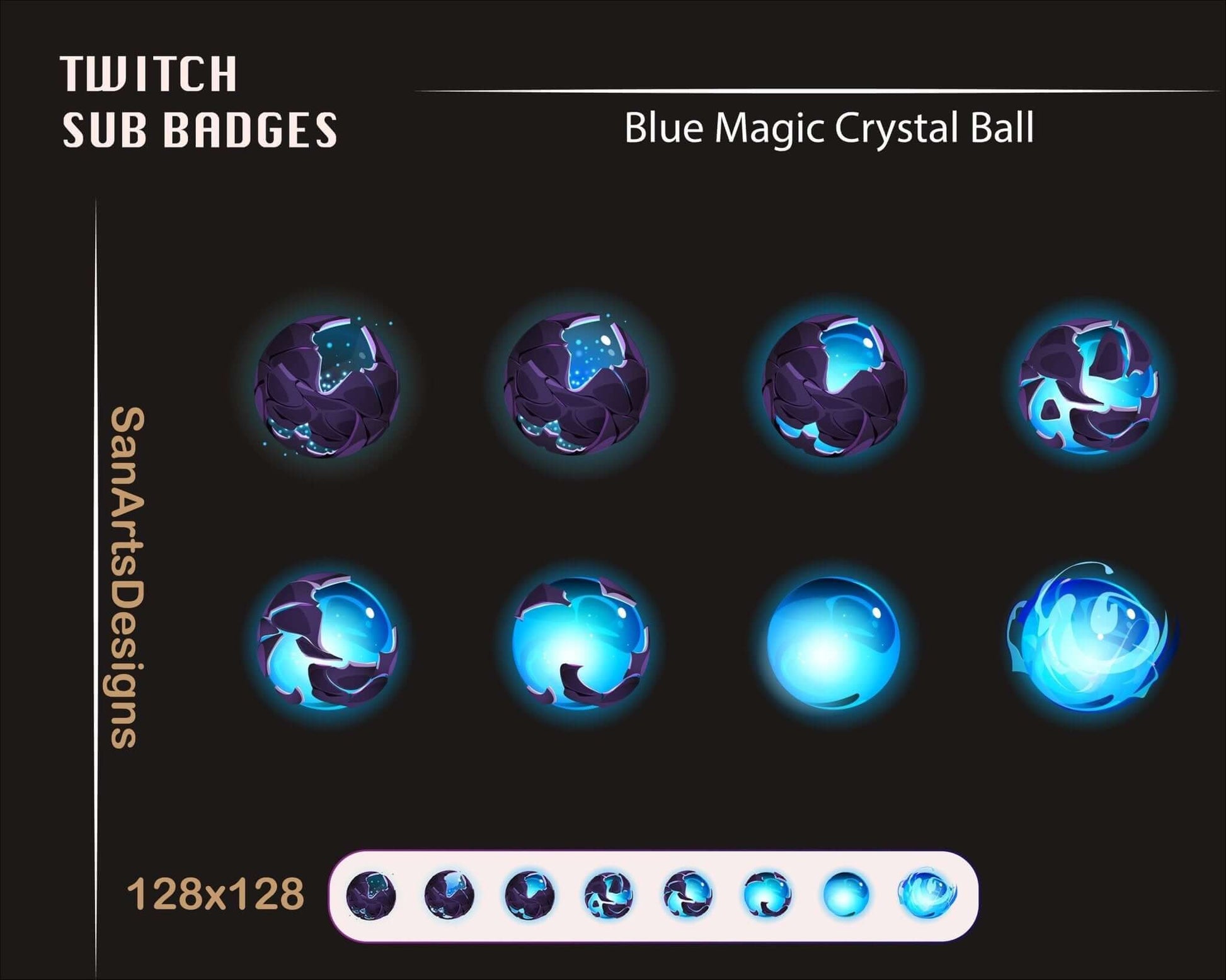 Magic Crystal Ball Twitch Sub Badges - Badges - Stream K-Arts