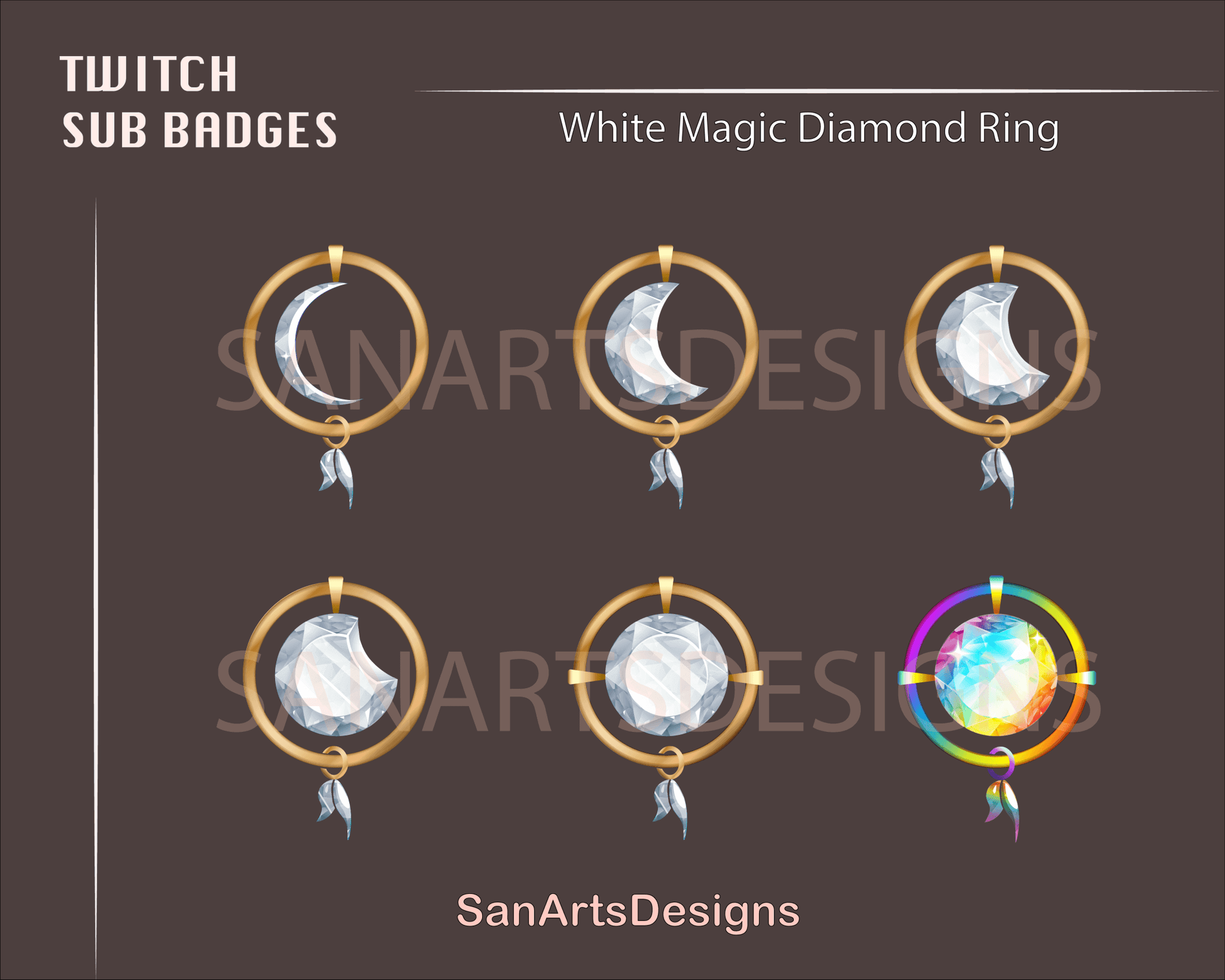 Magic Diamond Ring Twitch Sub Badges - Badges - Stream K-Arts