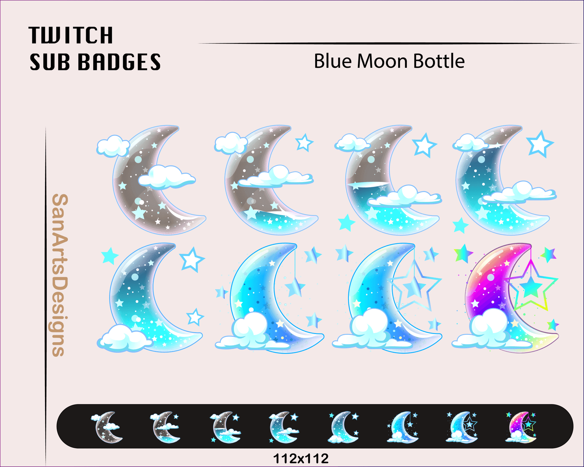 Moon Bottle Twitch Sub Badges - Badges - Stream K-Arts