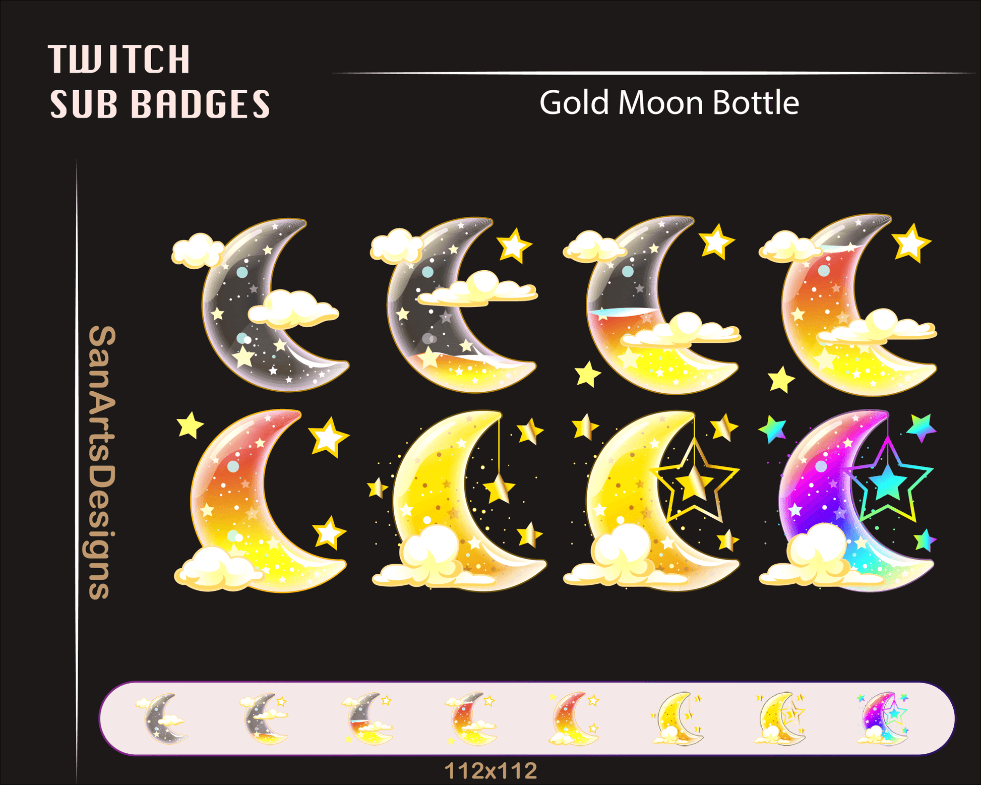 Moon Bottle Twitch Sub Badges - Badges - Stream K-Arts