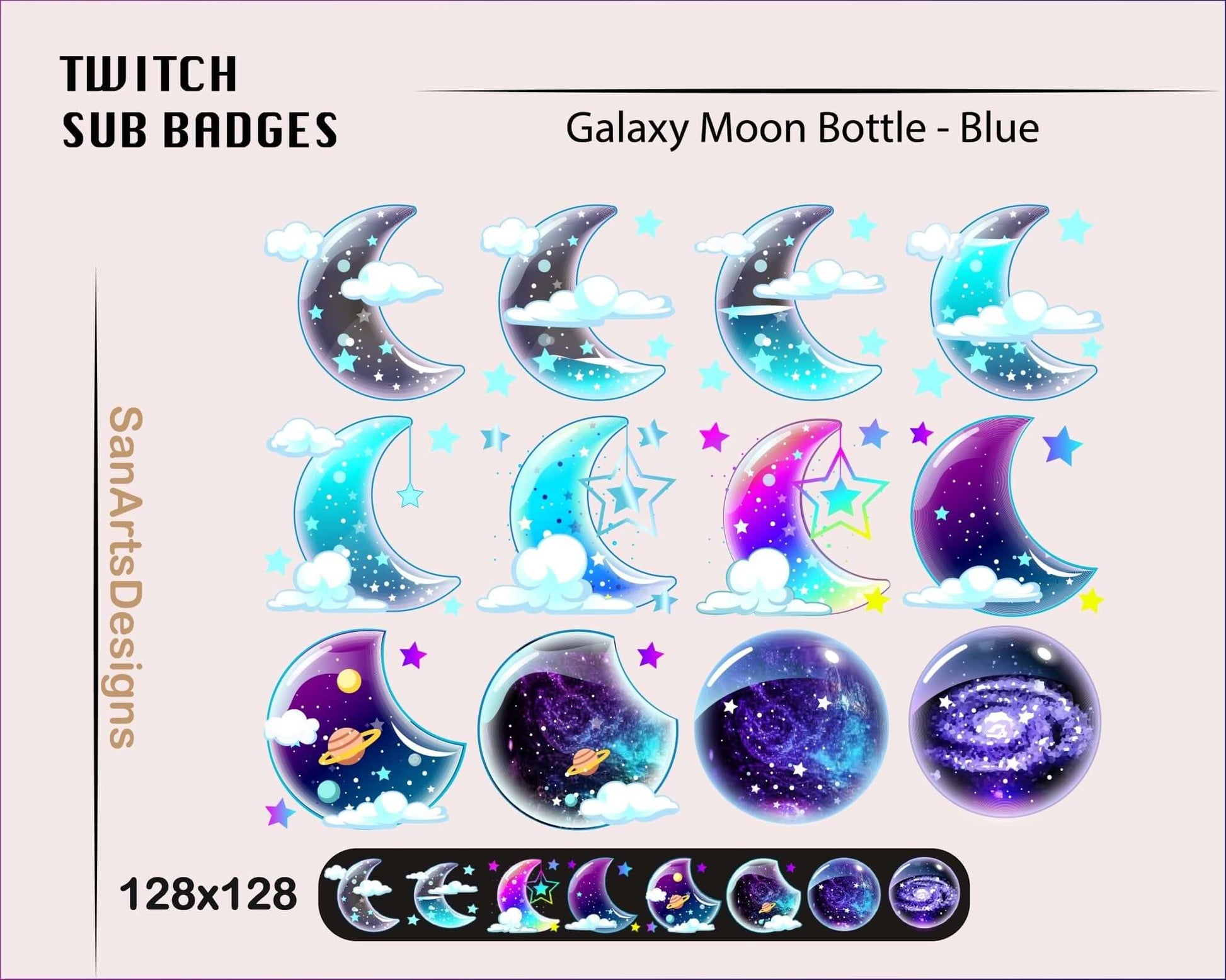 Moon Galaxy Bottle Twitch Sub Badges - Badges - Stream K-Arts