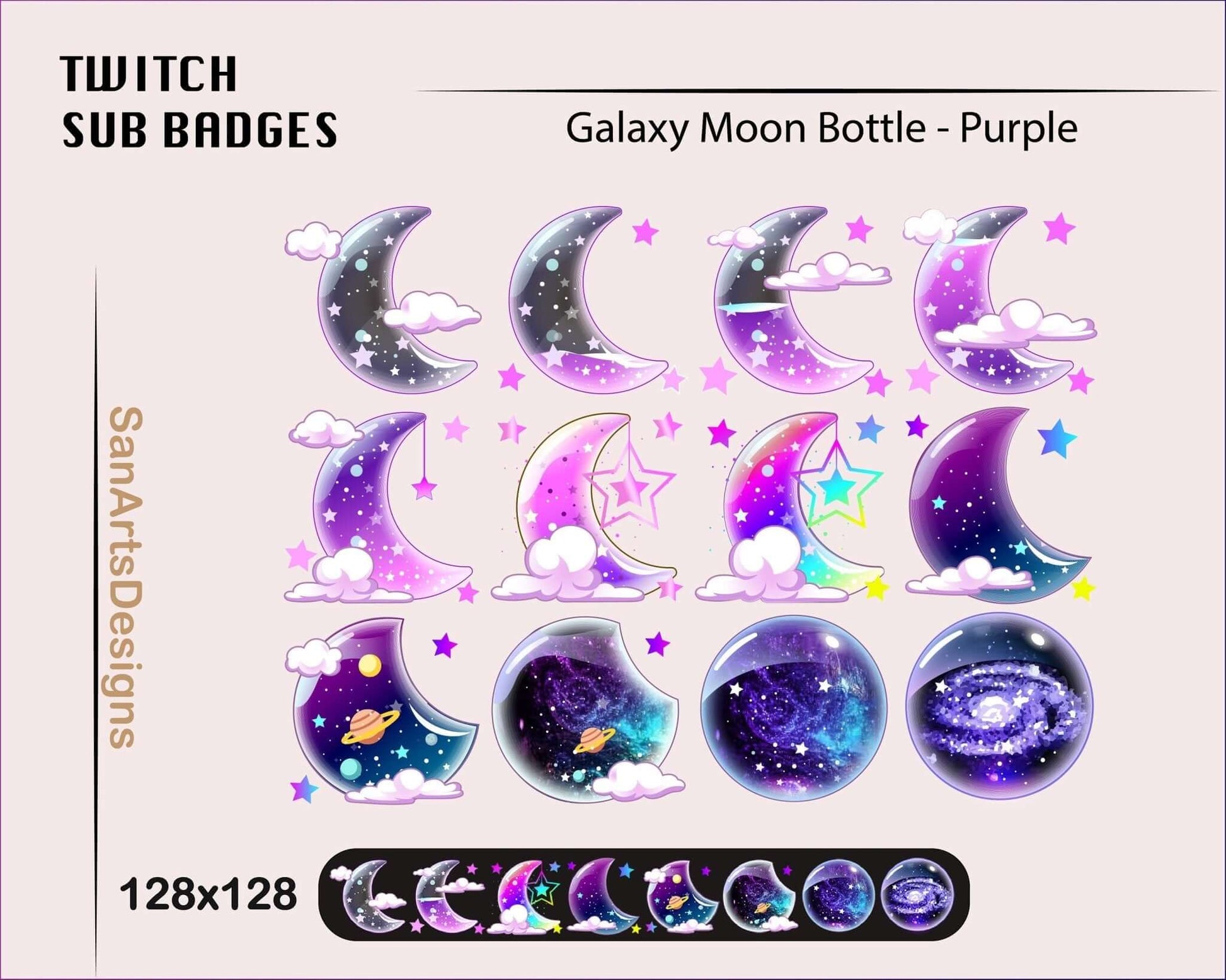 Moon Galaxy Bottle Twitch Sub Badges - Badges - Stream K-Arts