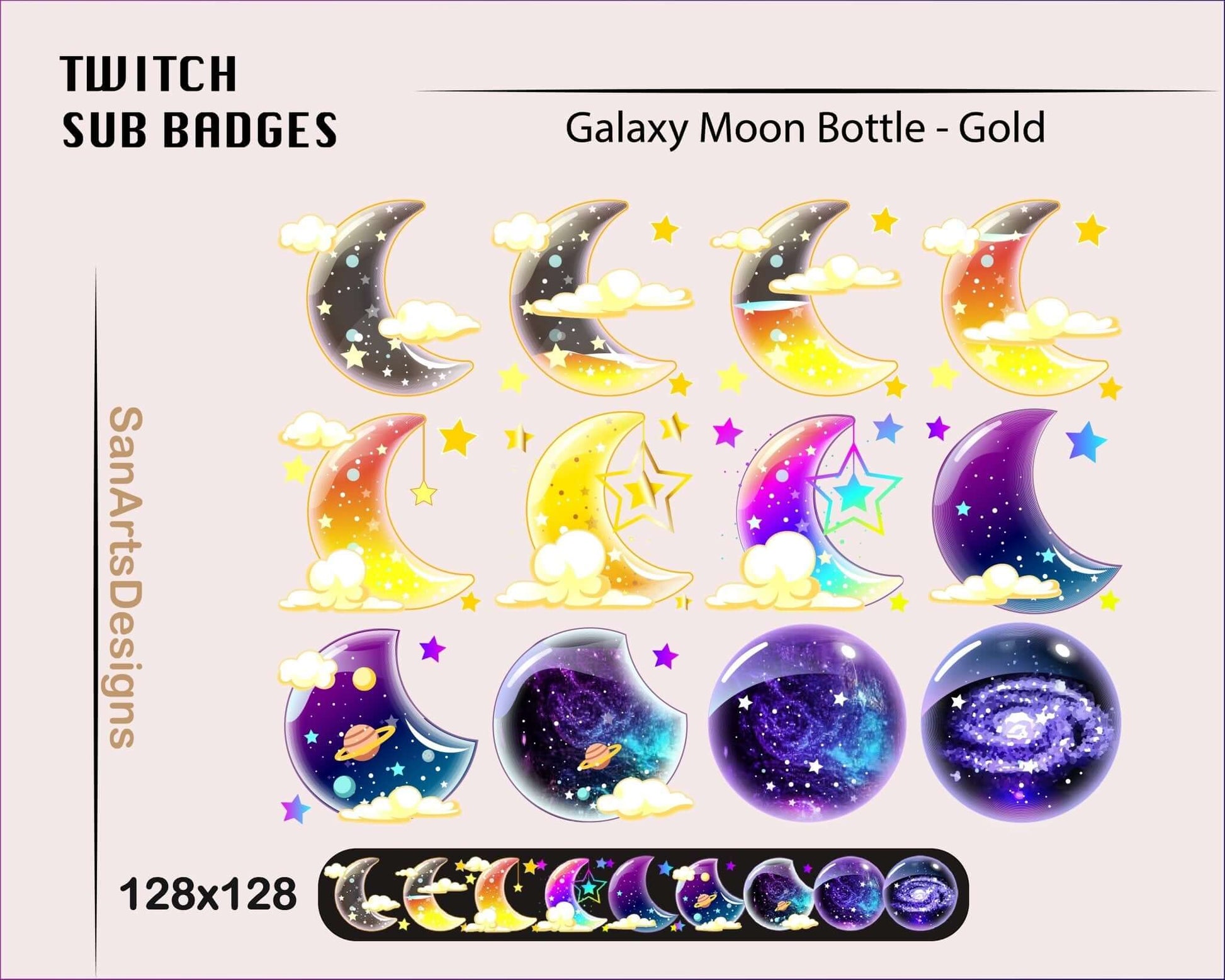Moon Galaxy Bottle Twitch Sub Badges - Badges - Stream K-Arts