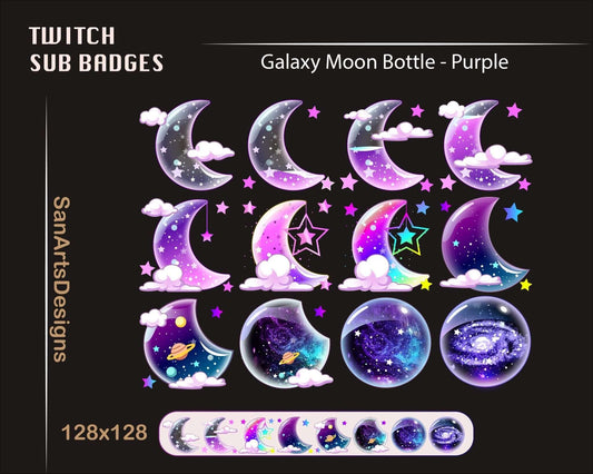 Moon Galaxy Bottle Twitch Sub Badges - Badges - Stream K-Arts