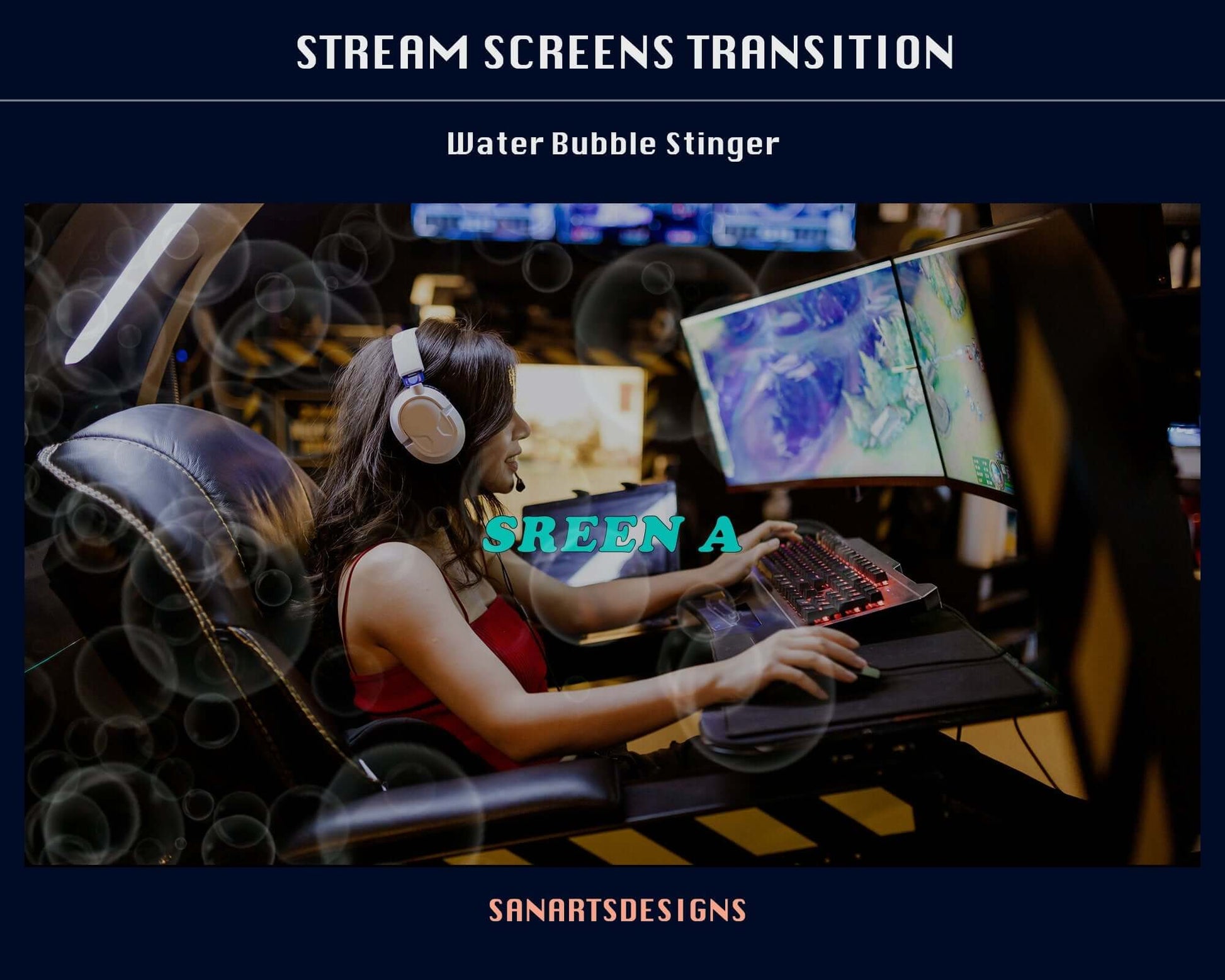 Ocean White Bubbles Twitch Stream Scenes Transition - Transition - Stream K-Arts