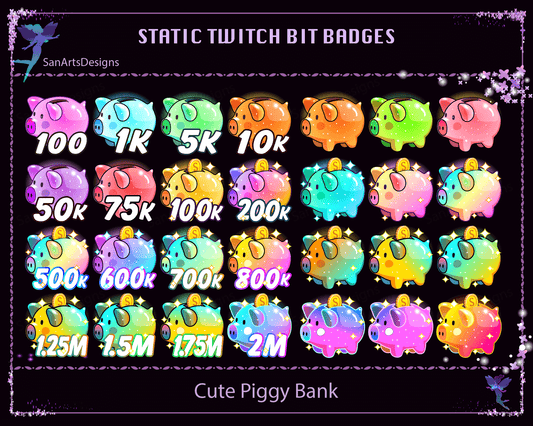 Piggy Bank Twitch Bit Badges - BitBadges - Stream K-Arts