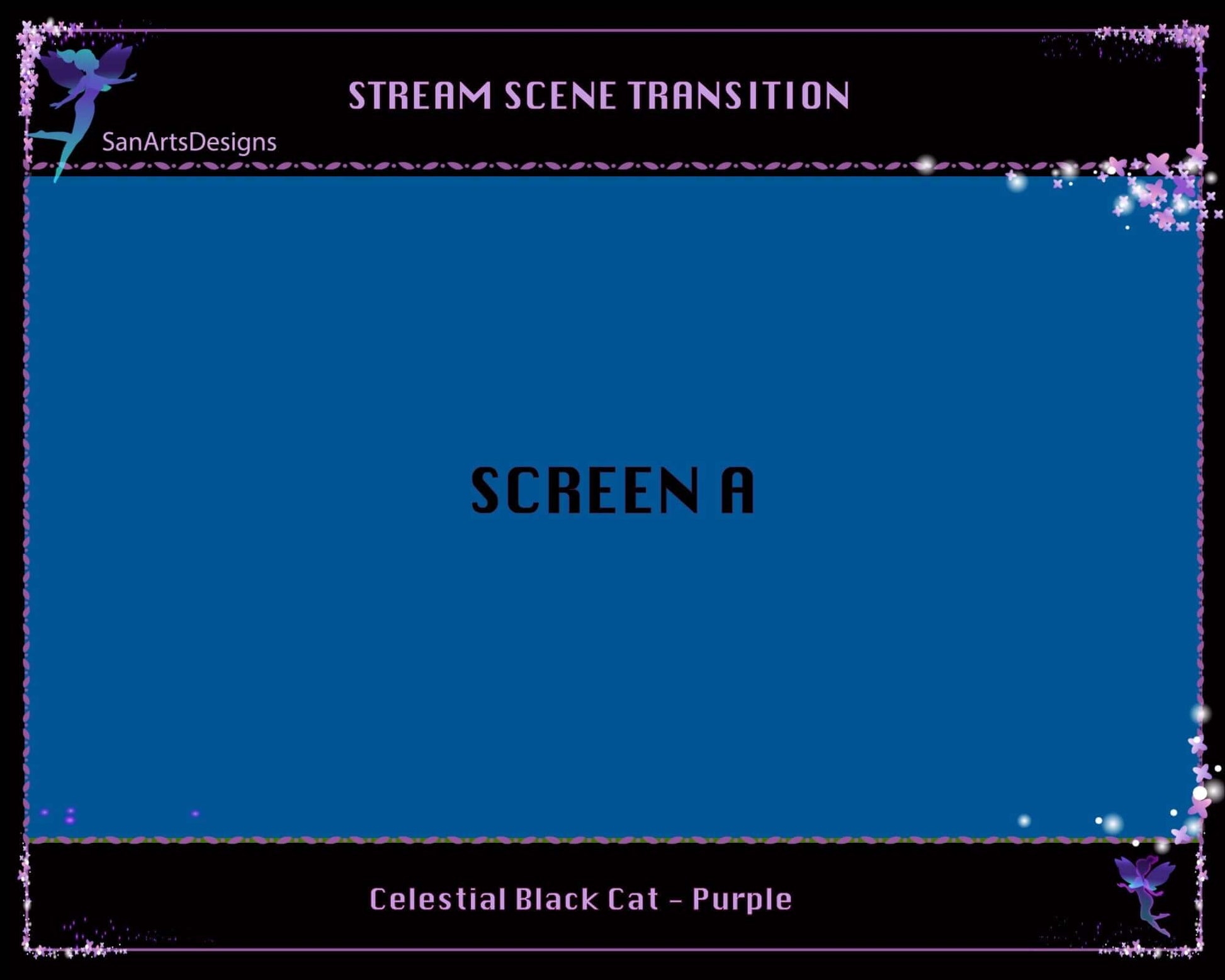 Purple Celestial Black Cat Stream Scene Transition - Transition - Stream K-Arts