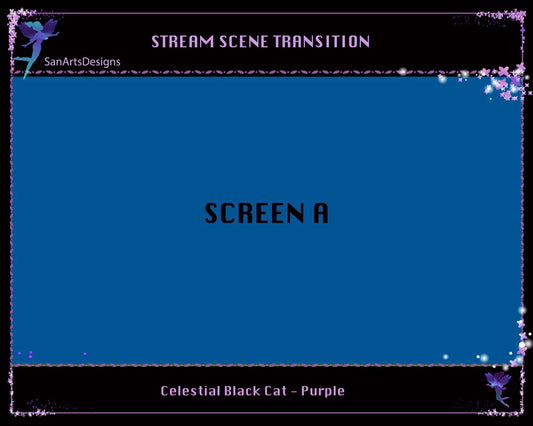 Purple Celestial Black Cat Stream Scene Transition - Transition - Stream K-Arts