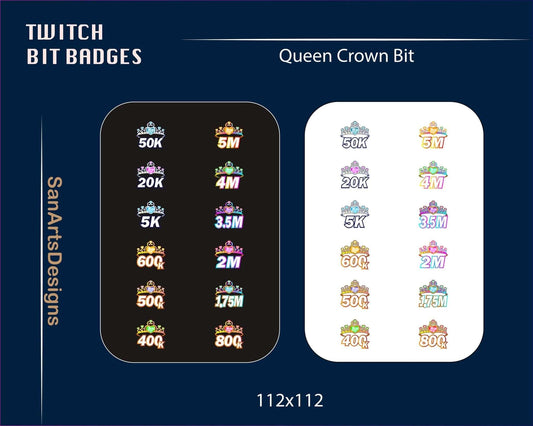 Queen Crown Twitch Bit Badges - BitBadges - Stream K-Arts