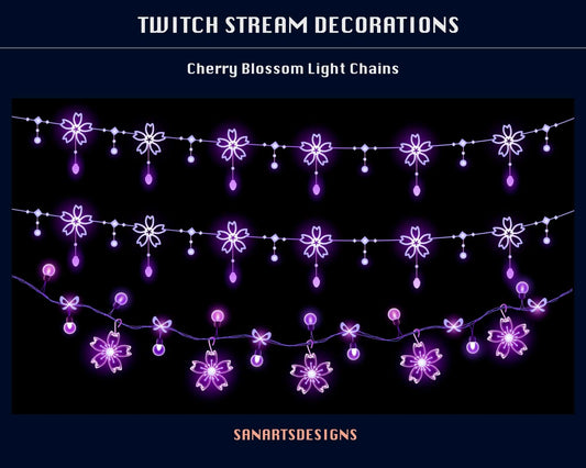 Sakura Light Chains Animated Stream Decorations - Decorations - Stream K-Arts