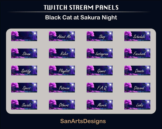Sakura Night Static Twitch Panels - Panel - Stream K-Arts
