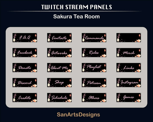 Sakura Tea Room Static Twitch Panels - Panel - Stream K-Arts