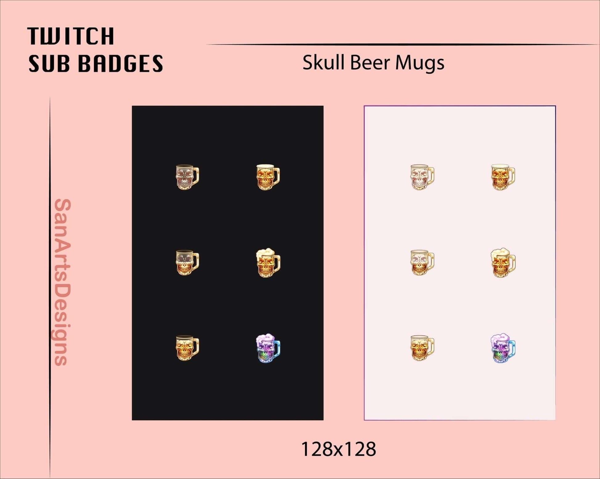 Skull Beer Mug Twitch Sub Badges - Badges - Stream K-Arts