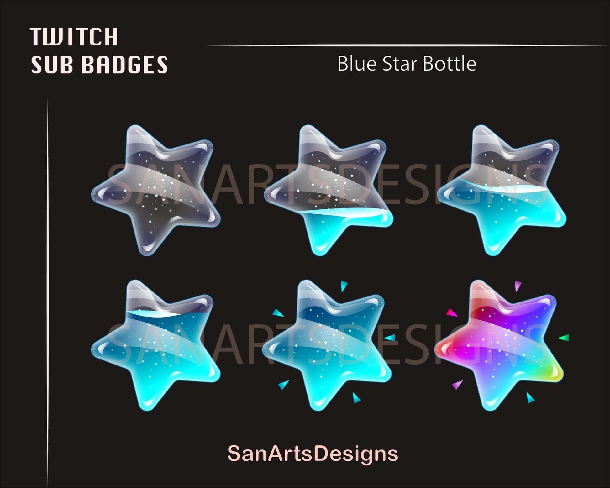 Star Bottle Twitch Sub Badges - Badges - Stream K-Arts