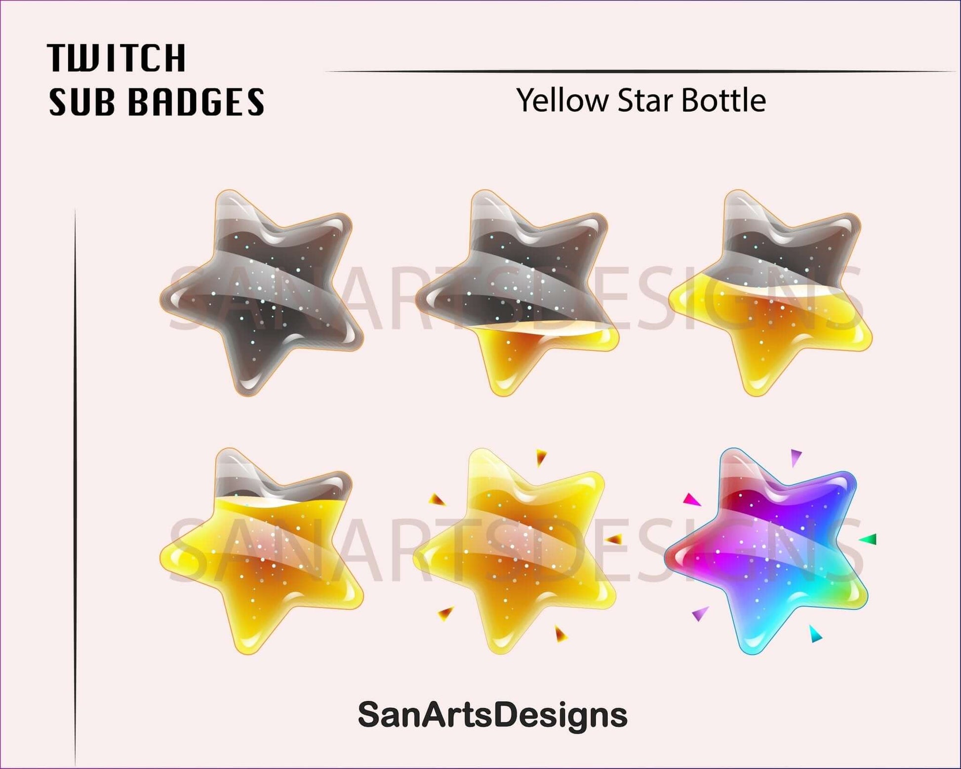 Star Bottle Twitch Sub Badges - Badges - Stream K-Arts