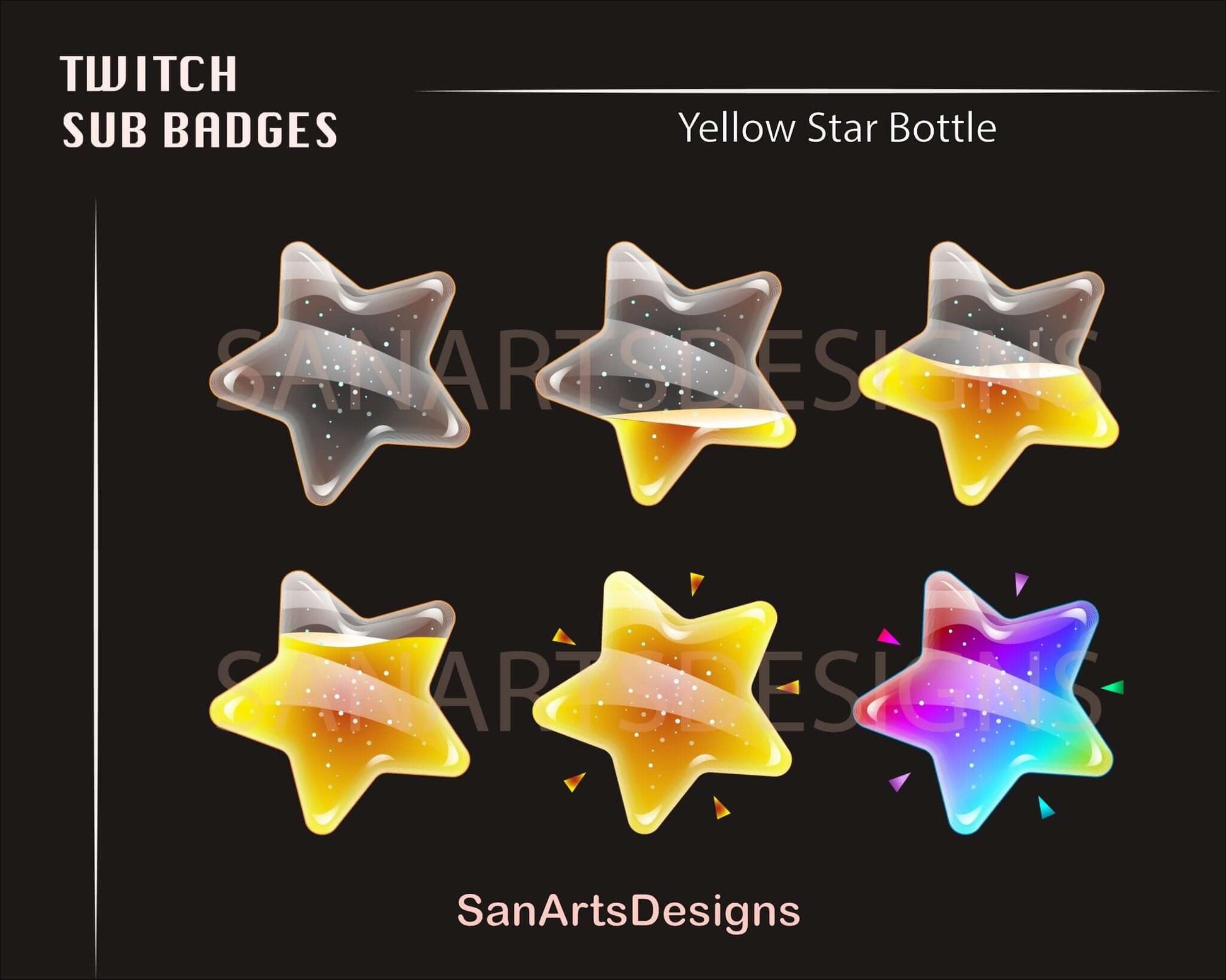Star Bottle Twitch Sub Badges - Badges - Stream K-Arts