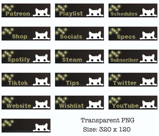 Twitch Panels Cute Hiding Cat - Panel - Stream K-Arts