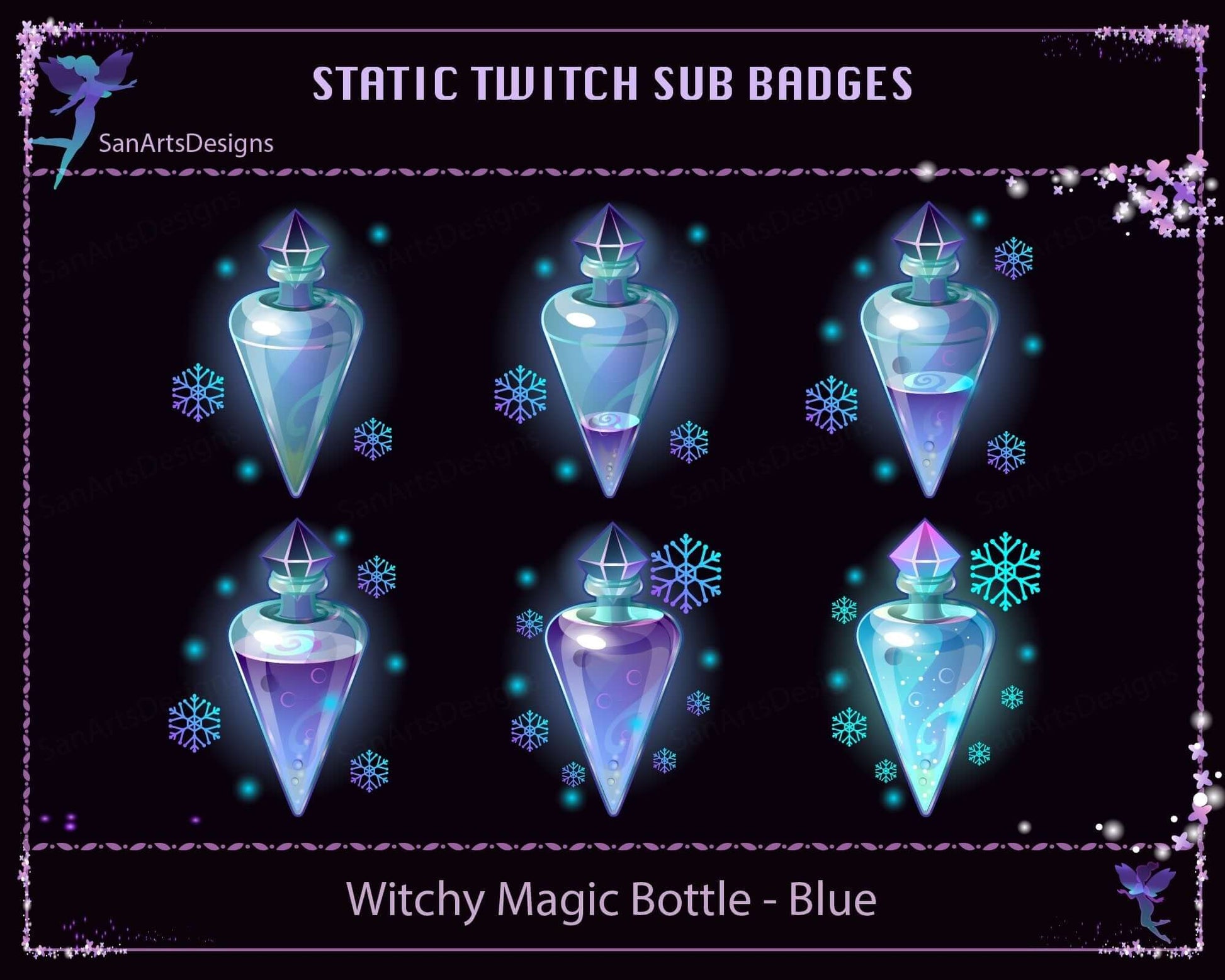 Witchy Magic Bottle Twitch Sub Badges - Badges - Stream K-Arts
